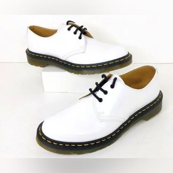 NEW WHITE PATENT LEATHER Dr. Martens GENUINE Leather SZ 7 LOAFERS - Picture 1 of 11